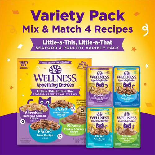 Wellness® Appetizing Entrées™ Little-a-This, Little-a-That, Seafood & Poultry Variety Pack Wet Cat Food