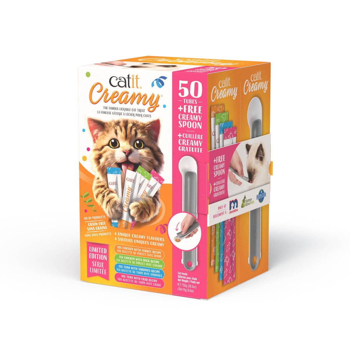 Catit Creamy Party Pack - Assorted with Creamy Spoon - 50 x 15g