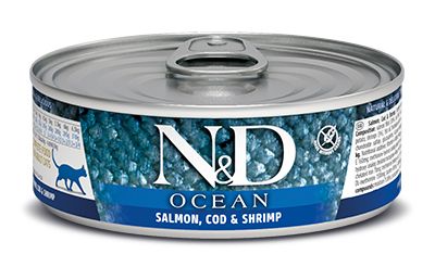Farmina N&D Ocean Salmon, Codfish & Shrimp Cat Wet Food 24x2.5oz