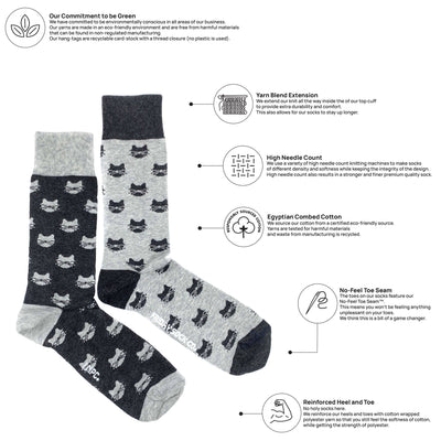 Men’s Inverted Grey Cat Socks
