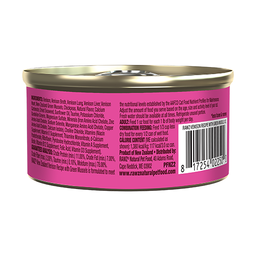 RAWZ® 94% Venison Recipe with Green Mussels Pâté Wet Cat Food