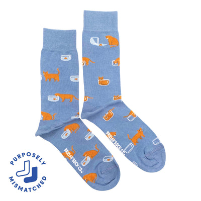 Men's Cat & Goldfish Mistmatched Socks