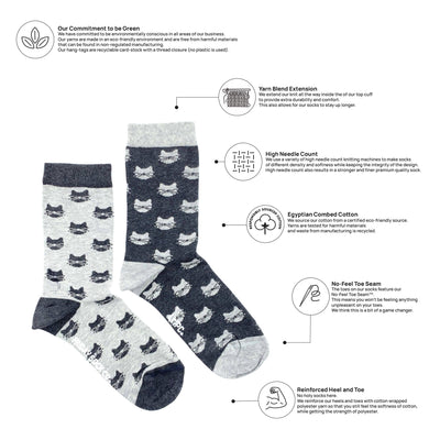 Women’s Inverted Grey Cat Socks