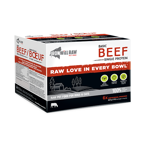 Iron Will Raw® Basic Beef Frozen Raw Pet Food for Dogs & Cats 6lb