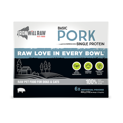 Iron Will Raw® Basic Pork Frozen Raw Pet Food for Dogs & Cats 6lb
