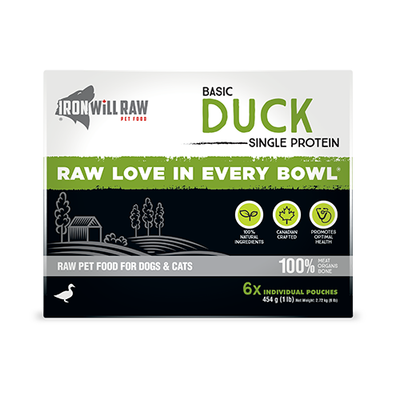 Iron Will Raw® Basic Duck Frozen Raw Pet Food for Dogs & Cats 6lb