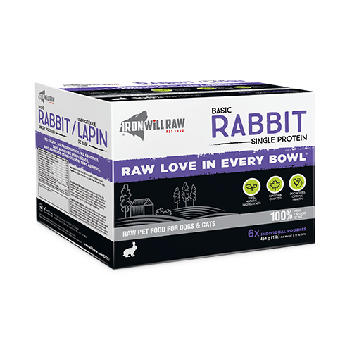 Iron Will Raw® Basic Rabbit Frozen Raw Pet Food for Dogs & Cats 6lb