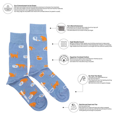 Men's Cat & Goldfish Mistmatched Socks