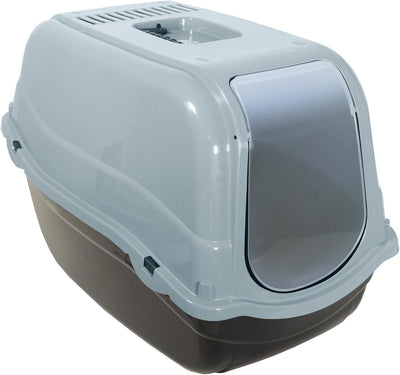 Bergamo Romeo Litter Pan With Top Ice Blue Cat 1pc 57x39x41cm