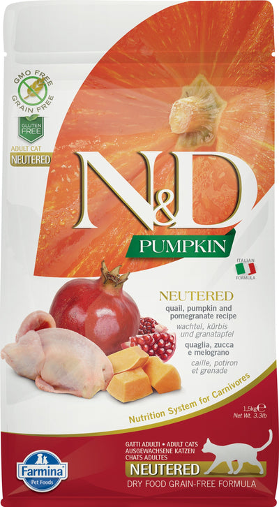 Farmina N&D Pumpkin Quail & Pomegranate Neutered Cat Food 1.5kg