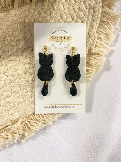 Black Cat - polymer clay earring