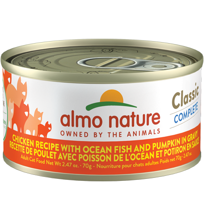 Almo Nature Classic Complete - Chicken Recipe with Ocean Fish and Pumpkin in Gravy, 2.47oz