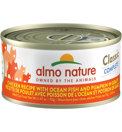 Almo Nature Classic Complete - Chicken Recipe with Ocean Fish and Pumpkin in Gravy, 2.47oz