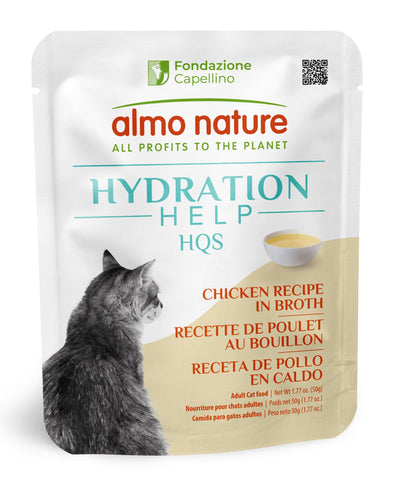 Almo Nature HQS Hydration Help - Chicken Recipe In Broth, Adult Cat Wet Food 2 Boxes of 12x50g