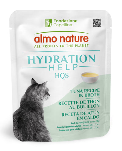 Almo Nature HQS Hydration Help - Tuna Recipe In Broth, Adult Cat Wet Food 2 Boxes of 12x50g
