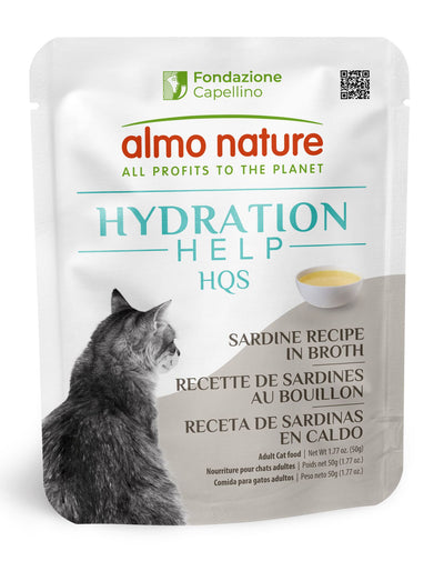Almo Nature HQS Hydration Help - Sardine Recipe In Broth, Adult Cat Wet Food 2 Boxes of 12x50g