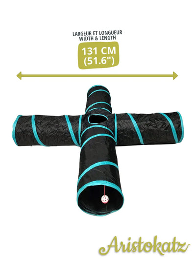 4-Way Cat Tunnel, Black & Teal