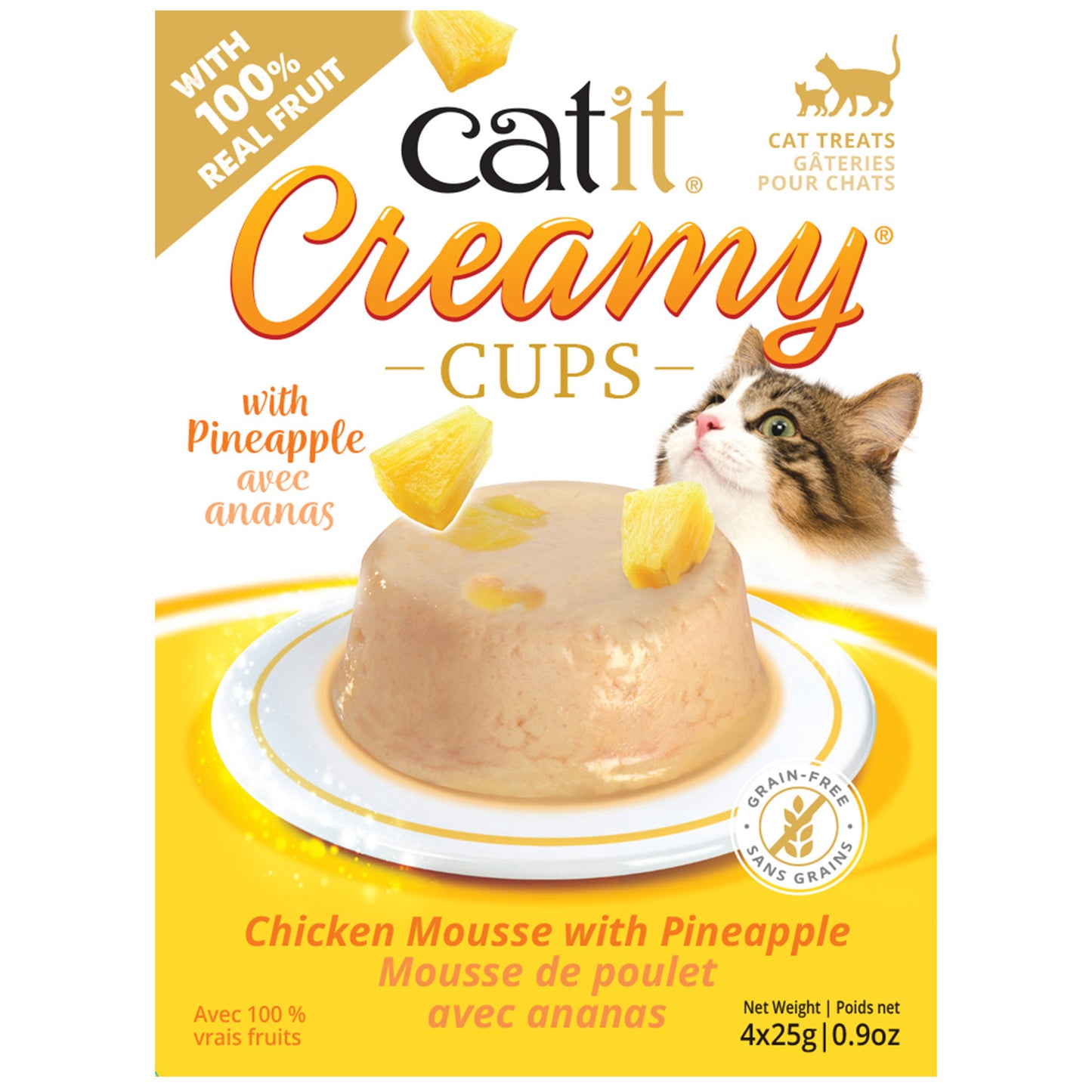 Catit Creamy Cups - Chicken Mousse with Pineapple - 4 x 25g