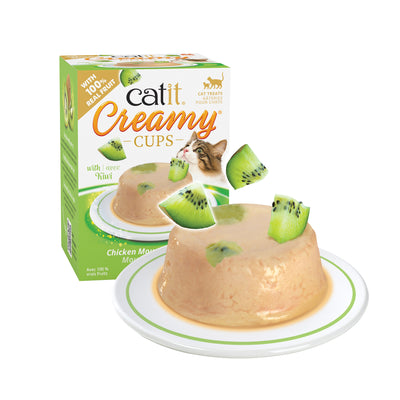Catit Creamy Cups - Chicken Mousse with Kiwi - 4 x 25g