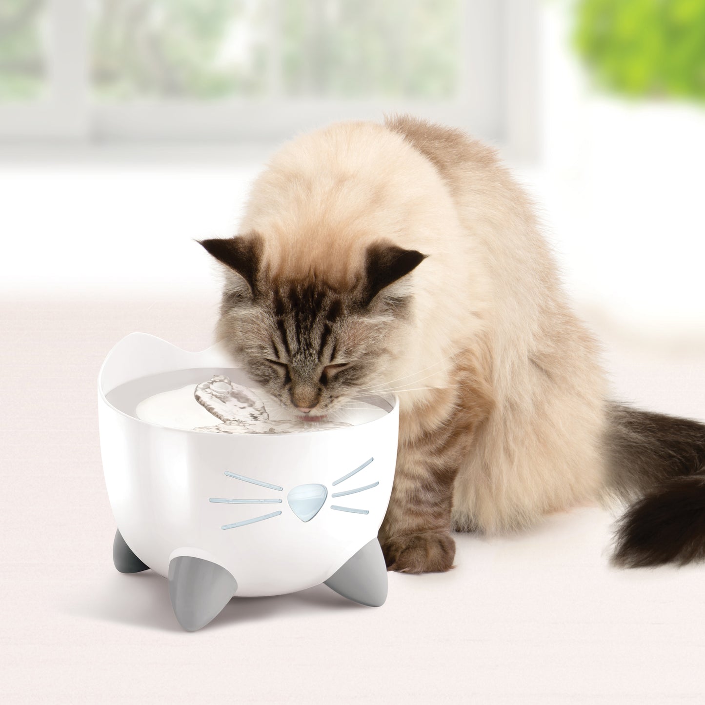 Catit PIXI Fountain - White with Stainless Steel Top - 2.5 L
