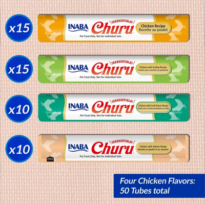 Churu Purees Chicken & Seafood Variety Jar (50 Tubes)