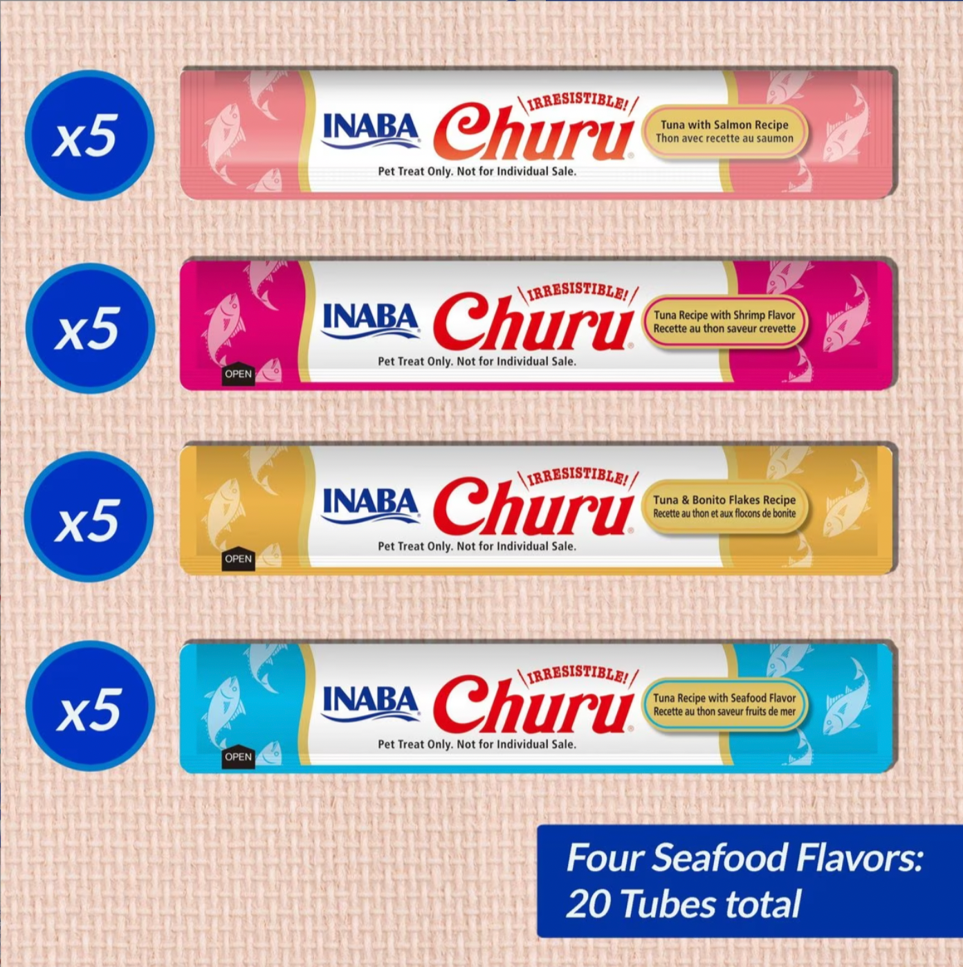 Churu Purees Seafood Variety Pack (20 Tubes)