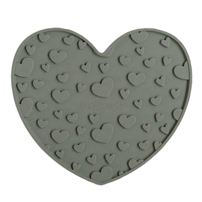 Dexypaws Dexter Approved Heart Enrichment Licking Mat, Khaki Green Cat Dog 1pc