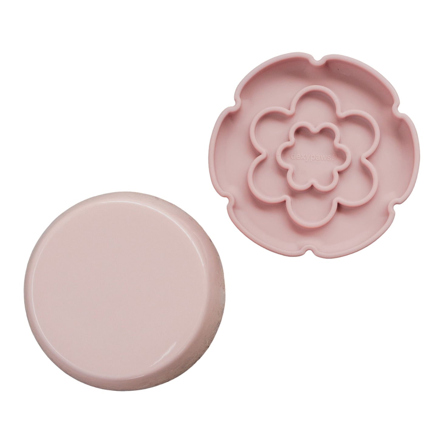 Dexypaws Raised Ceramic Cat Bowl with Slow Feeder, Flower, Blush Pink 7.75oz Cat 1pc