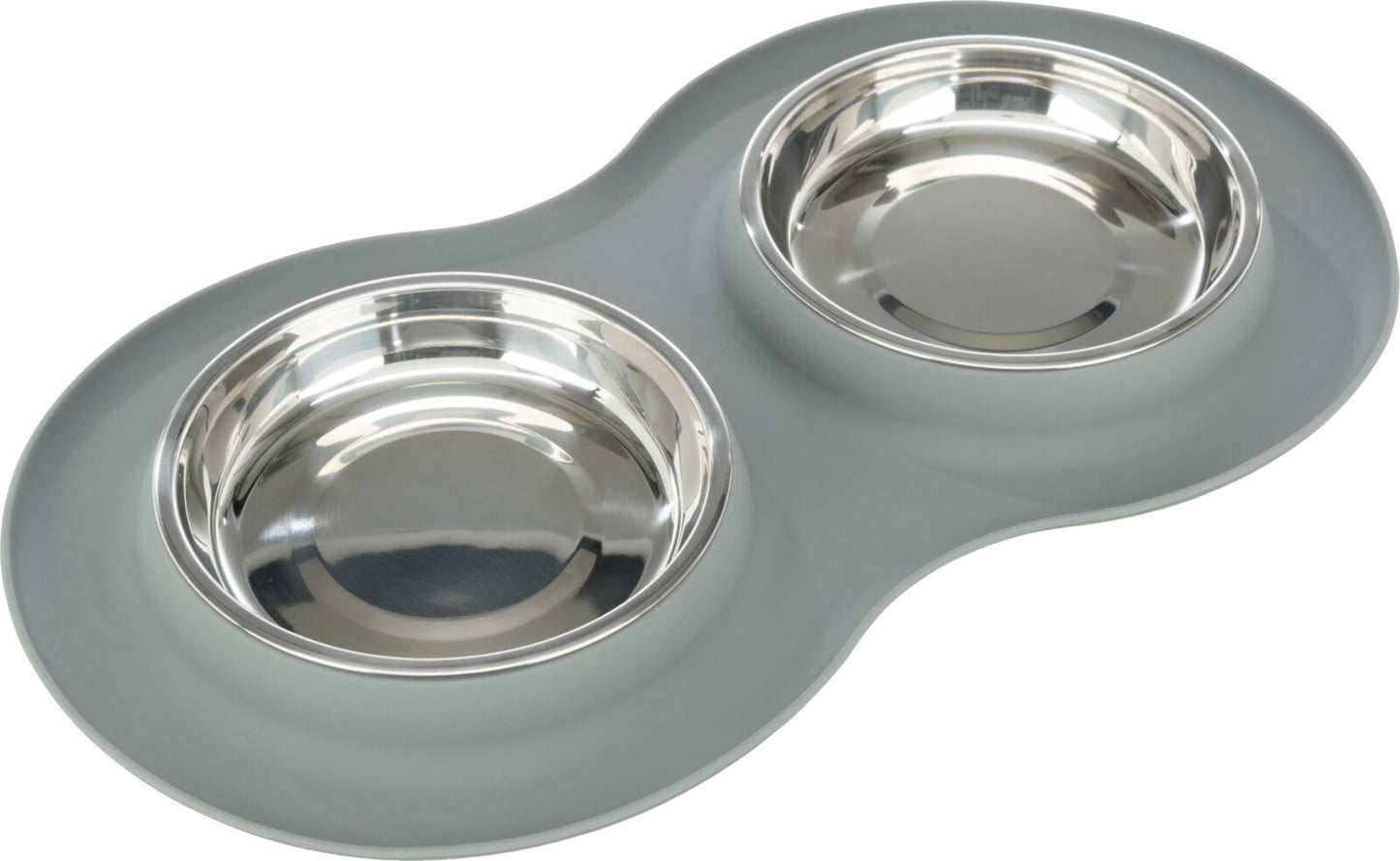 Double Bowl Grey Silicone / Stainless Steel