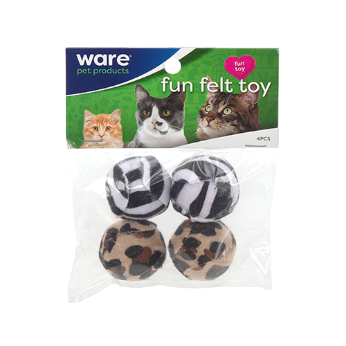 FUN FUR BALL CAT TOY (4 PACK)
