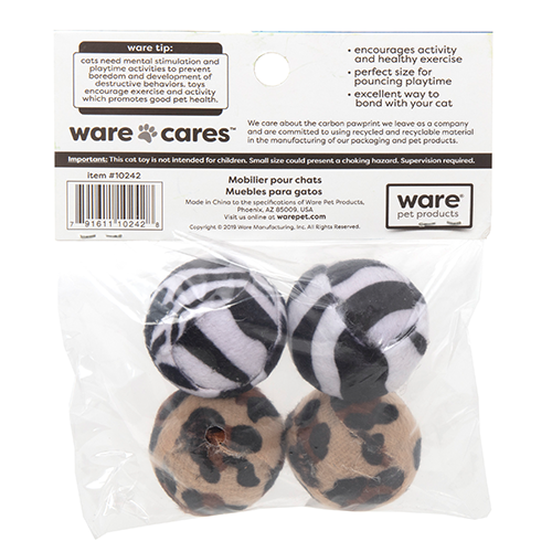 FUN FUR BALL CAT TOY (4 PACK)