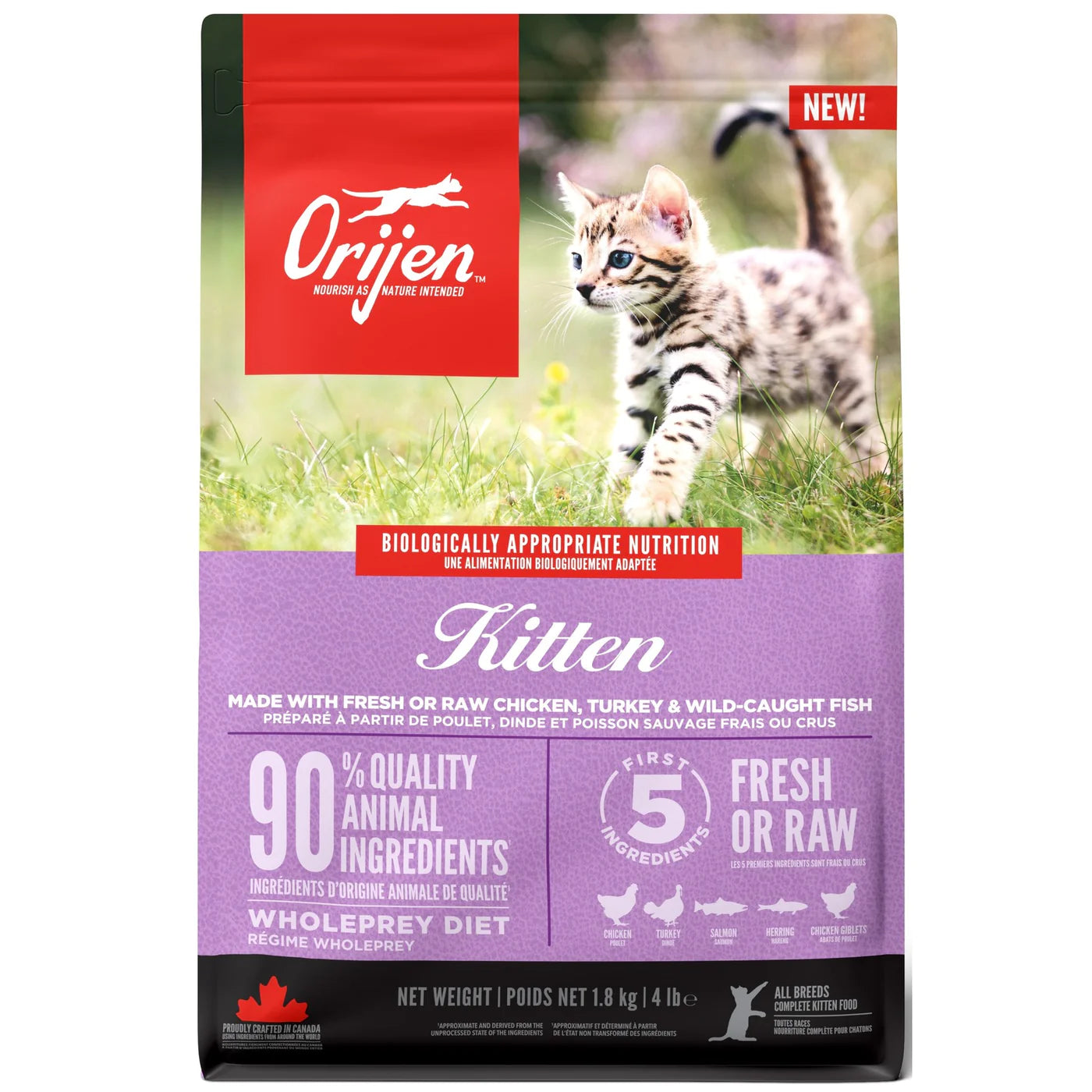 Orijen Kitten Formula Dry Food, 4lbs (BB May 11 2025)