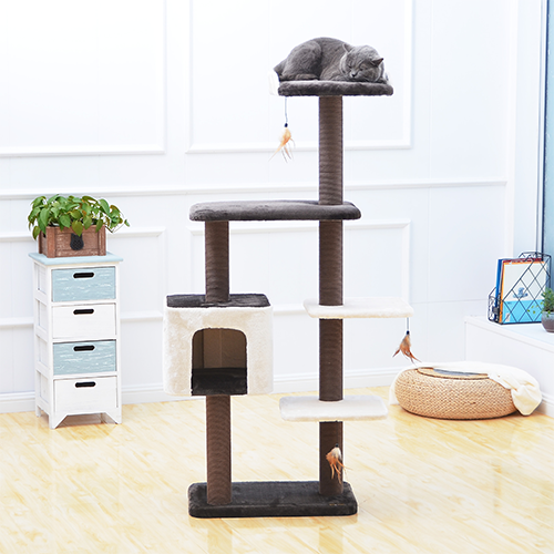 MIDNIGHT MOLLY 5-LEVEL CAT TREE WITH HANGING TOY
