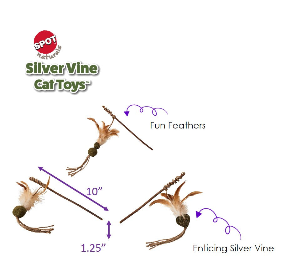 NATURALS Silvervine TEASER WAND cat toy