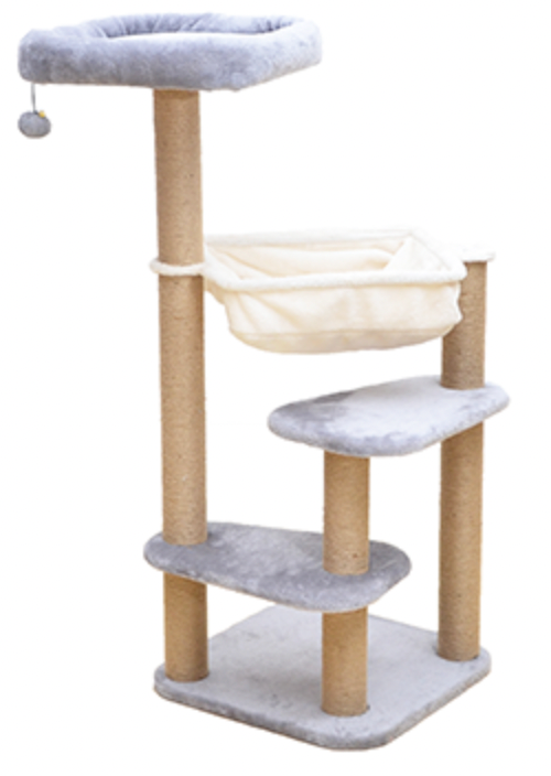 OAK 4-LEVEL CAT TREE, PERCH & TOY