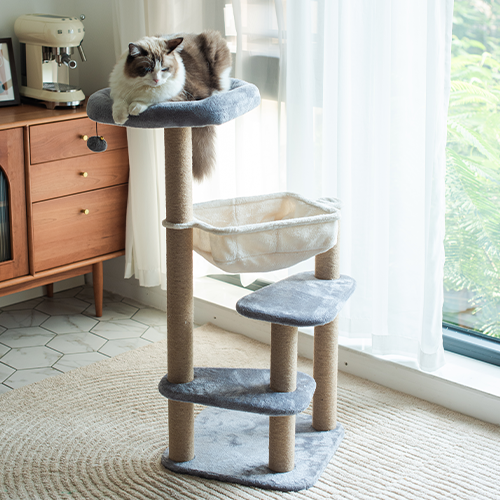 OAK 4-LEVEL CAT TREE, PERCH & TOY