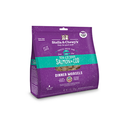 STELLA & CHEWY'S® SEA-LICIOUS SALMON & COD FREEZE-DRIED RAW DINNER MORSELS CAT FOOD 8oz