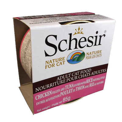 Schesir Chicken Fillets and Tuna with Rice Natural Style in Cooking Water, 85g