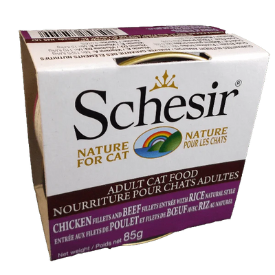 Schesir Chicken and Beef Fillets with Rice Natural Style in Cooking Water, 85g