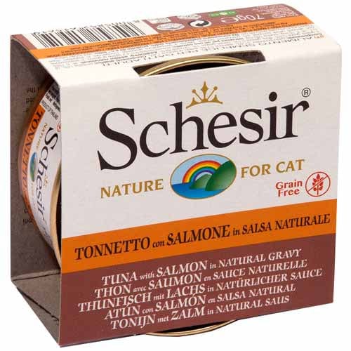 Schesir Tuna with Salmon in Natural Gravy, 70g