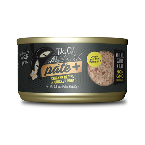Tiki Cat® After Dark™ Pate+ Chicken Recipe in Chicken Broth, 2.8oz