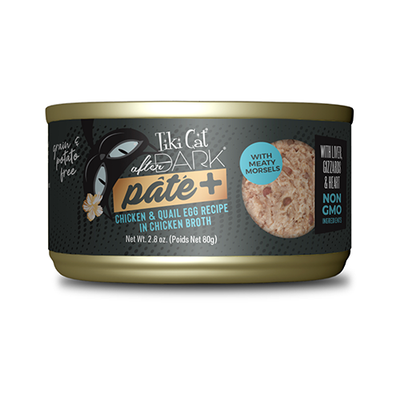 Tiki Cat® After Dark™ Pate+ Chicken & Quail Egg Recipe in Chicken Broth 2.8oz