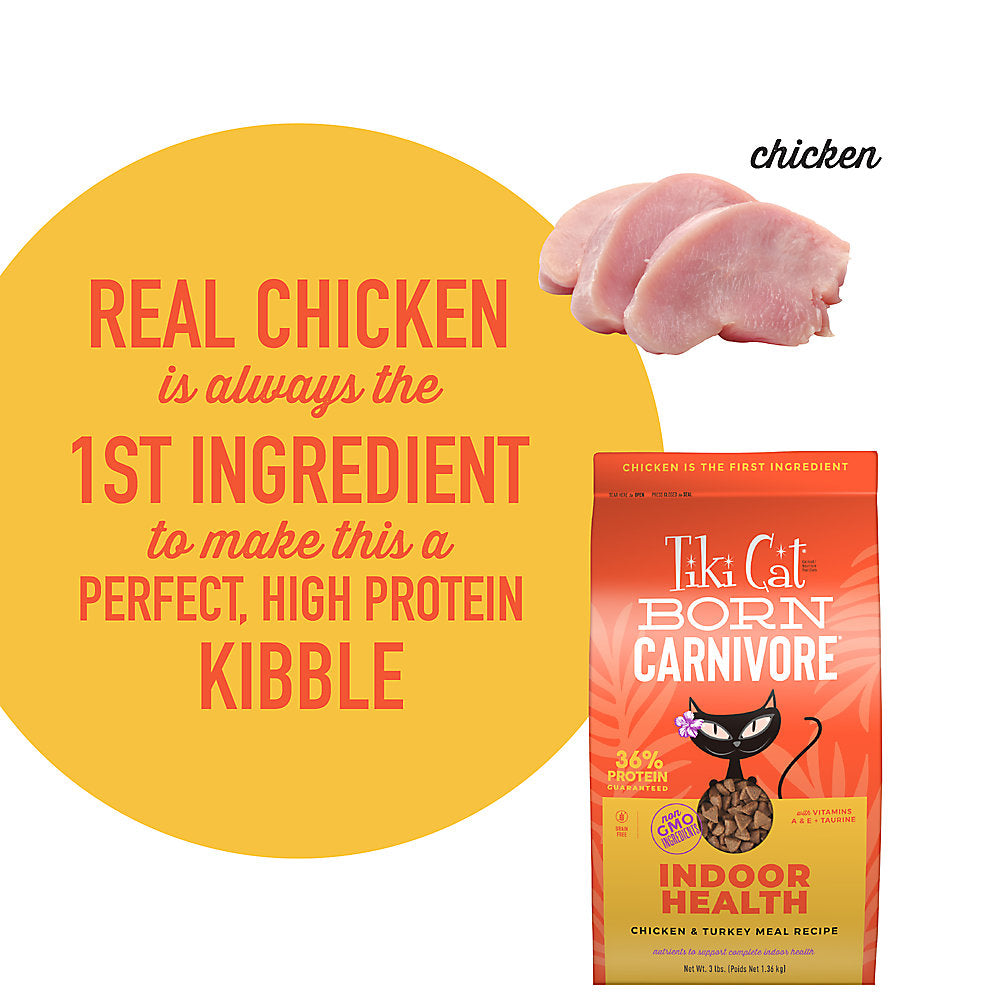 Tiki Cat® Born Carnivore™ Indoor Health: Chicken & Turkey Meal Recipe Dry Food