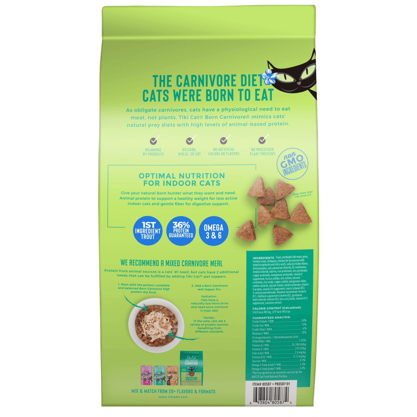 Tiki Cat® Born Carnivore™ Indoor Health: Trout and Menhaden Fish Meal Recipe Dry Food