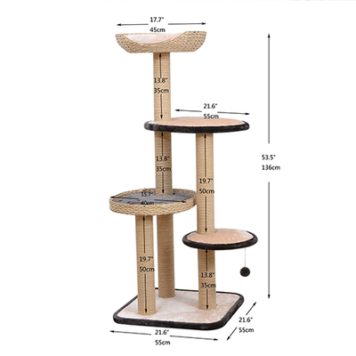TREEHOUSE NATURAL 4-LEVEL CAT TREE