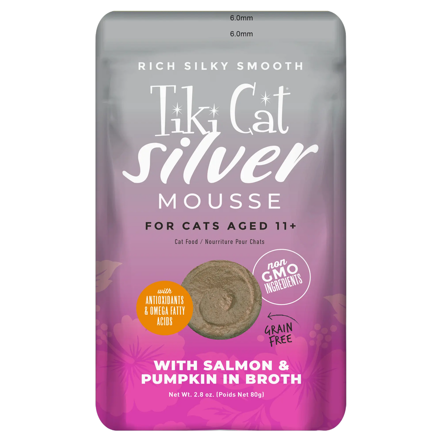 Tiki Cat® Silver Mousse™ Senior Mousse with Salmon & Pumpkin in Broth, 2.8oz