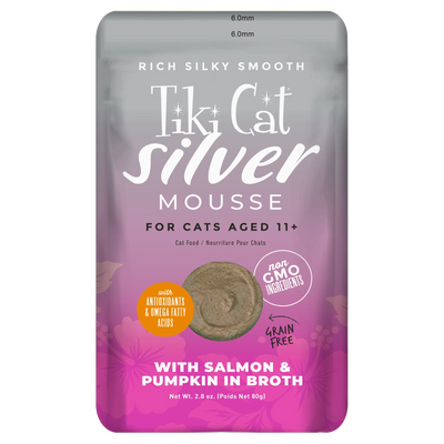 Tiki Cat® Silver Mousse™ Senior Mousse with Salmon & Pumpkin in Broth, 2.8oz