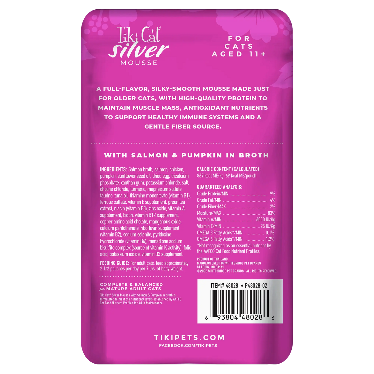 Tiki Cat® Silver Mousse™ Senior Mousse with Salmon & Pumpkin in Broth, 2.8oz
