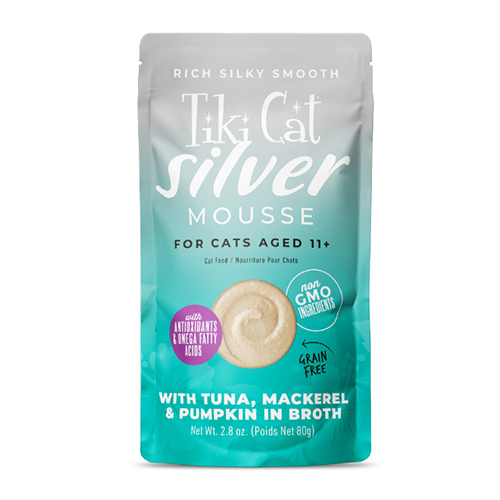 Tiki Cat® Silver™ Mousse with Tuna, Mackerel & Pumpkin in Broth