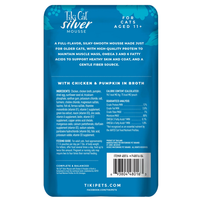 Tiki Cat® Silver Mousse™ Senior Mousse with Chicken & Pumpkin in Broth, 2.8oz